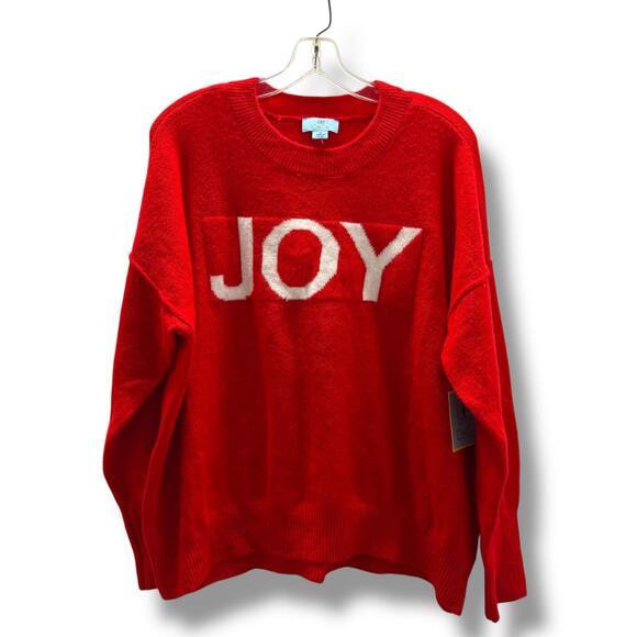 CeCe Women's Christmas Sweater - Red and White - Size M JOY Spellout SOFT - Picture 3 of 6